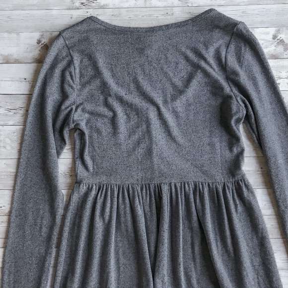 LIKE NEW Wild Fable Grey Long Sleeve Tiered Skirt Babydoll Dress - Picture 8 of 12